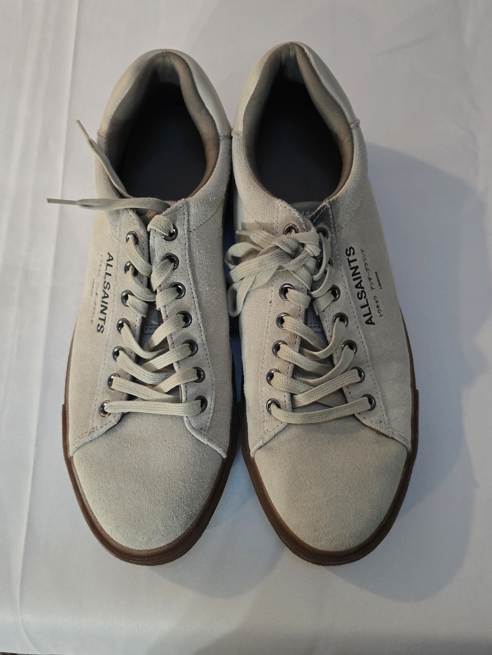 All Saints Men’s Cream Suede Low-Top Sneakers